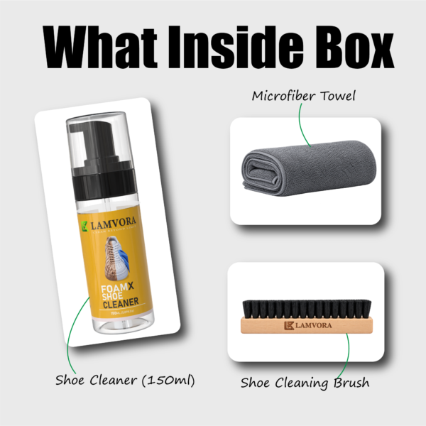 LAMVORA Complete Shoe Cleaning Kit – 150ml with Brush & Microfiber Towel